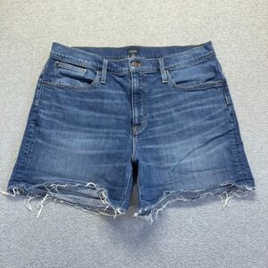 J Crew Shorts Womens 32 Blue Cutoffs 5" Inseam Frayed Hem High Rise Medium Denim